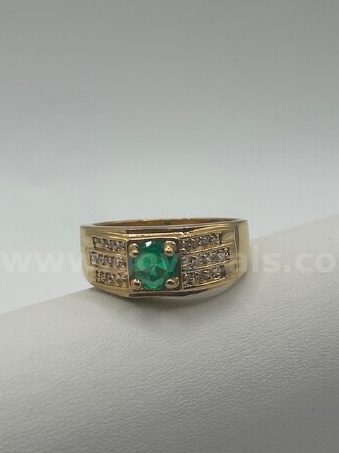 Size 13 Men’s Emerald CZ Ring. 24k Real Gold Plated,