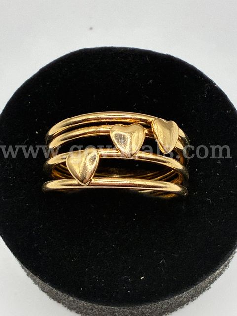 Size 8.5, Triple Heart Ring 24K Real Gold Plated