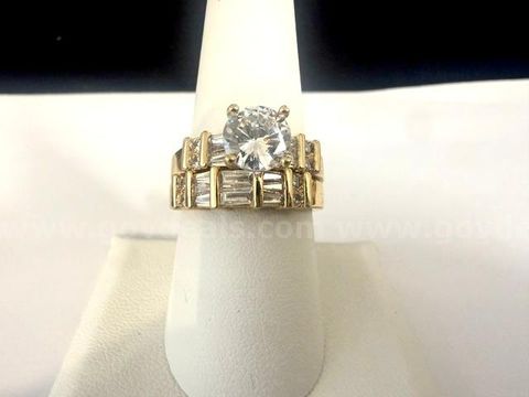 Gorgeous, Size 9, Ladies, Two-Piece, 2 Carat, CZ Wedding/Bridal Set, Real 24k Gold Filled
