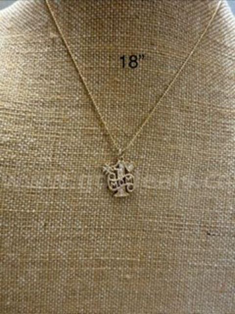 Beautiful, 18 Inch, Beaded Necklace W/CZ Mom Pendant, Real 24k Gold Plated