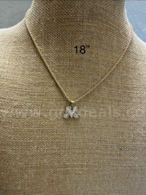 18 Inch, 1MM, Diamond Cut Rope Necklace W/CZ “M” Initial Pendant, Real 24k Gold Filled