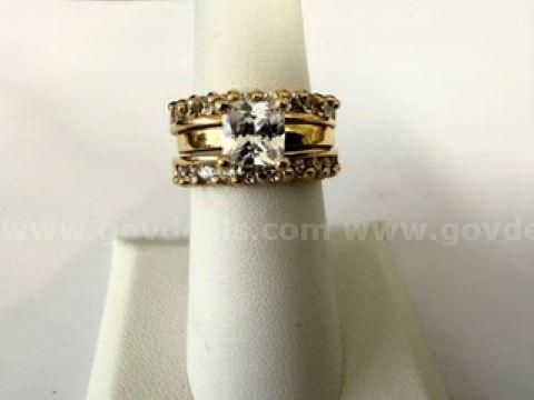 Gorgeous, Size 6, 2pc CZ Solitaire Bridal Set, Real 24k Gold Filled