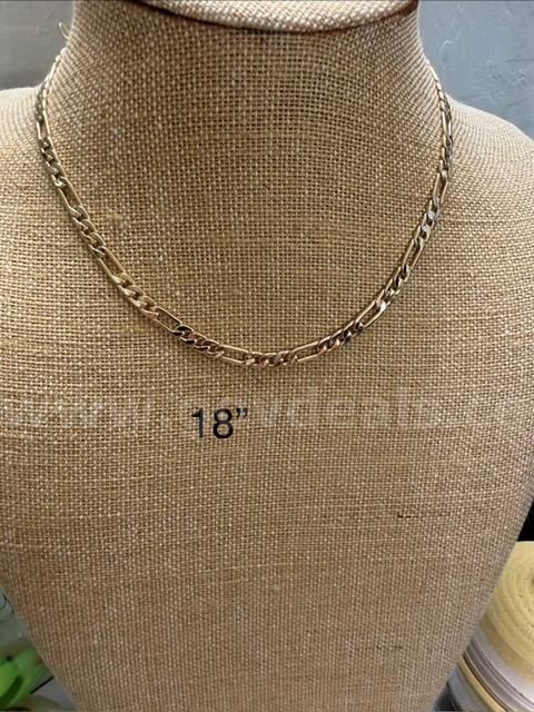 Gorgeous, 18 Inch Italian Figaro Necklace Chain, Real 24k Gold Filled
