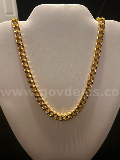 Heavy, Gold, 18” Square Link Necklace! 24K Real Gold Plated