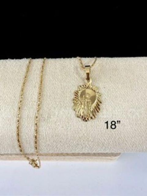 Gorgeous, 18 Inch, Diamond Cut Box Chain, W/Saint Jude Pendant, Real 24k Gold Filled