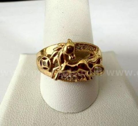 Attractive, Men's, Size 11 1/2, CZ Horse Ring, Real 24k Gold Filled