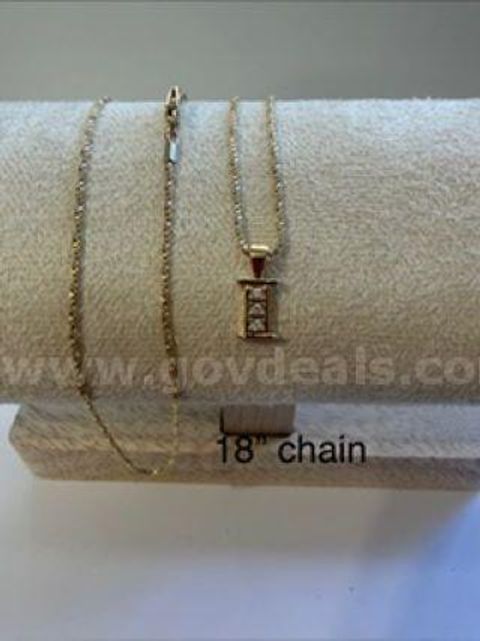 Ladies, Stunning, 18 Inch, Diamond Cut Box Chain Necklace, W/CZ "I" Initial Pendant, Real 24k Gold Filled