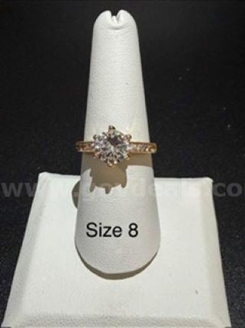 Gorgeous, Ladies, 2 Carat, CZ Brilliant Solitaire, Bridal Ring W/Accents, Real 24k Gold Filled