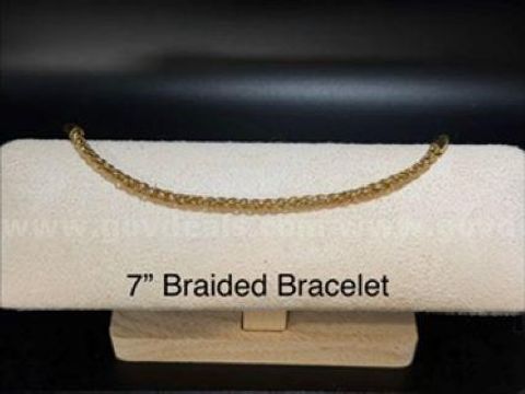 Ladies, 7 Inch, Braided Bracelet, Real 24k Gold Plated