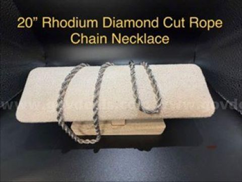 Beautiful, 5MM, 20 Inch, Rhodium Clad (Silver), Diamond Cut Rope Chain Necklace