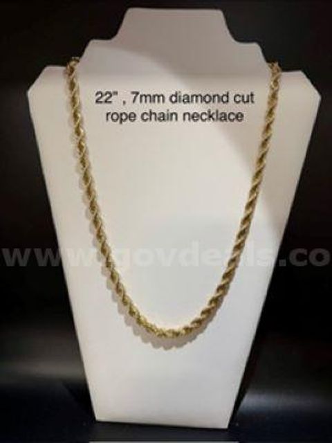 Gorgeous, Heavy, Real 24k Gold Filled, 7MM, 22 Inch, Diamond Cut Rope Chain Necklace