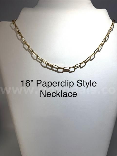 Beautiful, Real 24k Gold Filled, 16 Inch, Paper Clip Style Chain Necklace