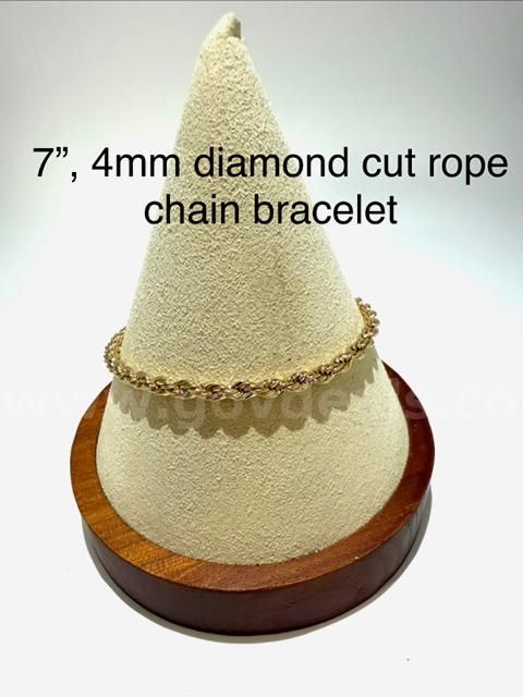 7 Inch, 4MM, Diamond Cut Rope, Real 24k Gold Filled, Bracelet