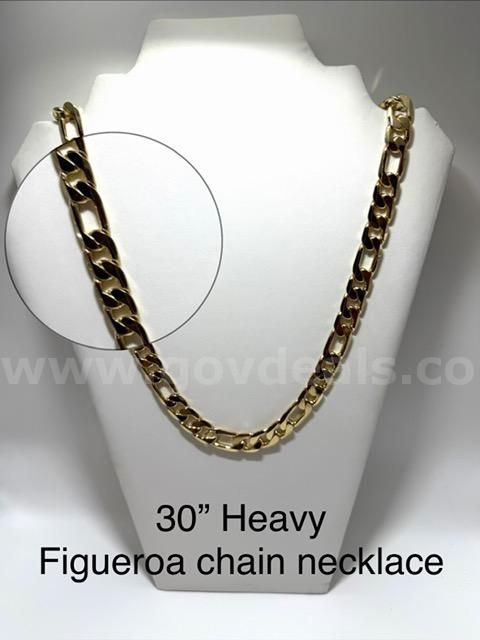 Gorgeous, Heavy, 30 Inch, Italian Figaro Chain, Real 24k Gold Filled, Necklace