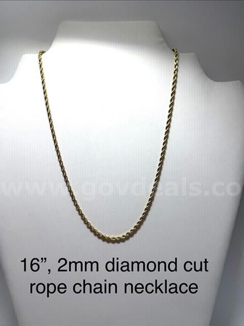 Beautiful 2MM, 18 Inch, Diamond Cut Rope Necklace, Real 24k Gold Filled