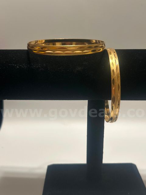 (2) 3” Diameter, Bangle, Bracelet. 24K Real Gold Filled.