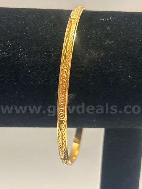2 3/4 Diameter, LG , Thin, Diamond Cut, Bangle, Bracelet, 24K Real Gold Filled.