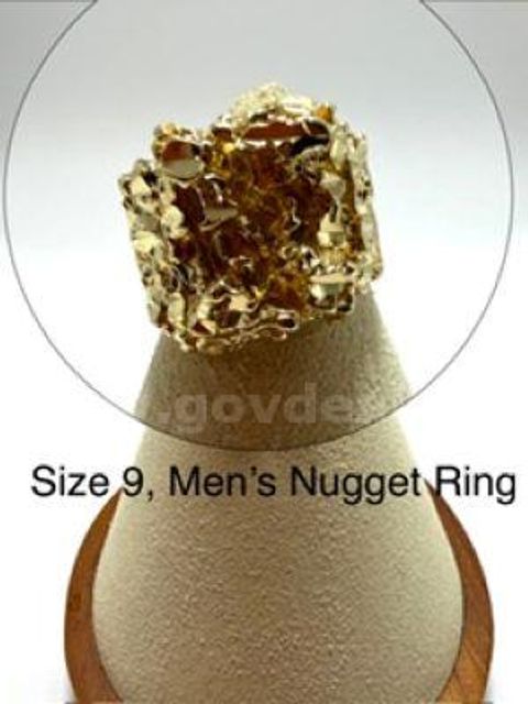 Beautiful, Men's, Size 9, Real 24k Gold Plated, Nugget Ring
