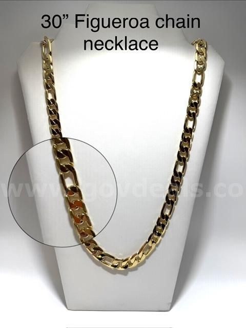Gorgeous, 30 Inch, Heavy Italian Figaro Chain Necklace, 24k Real Gold Filled