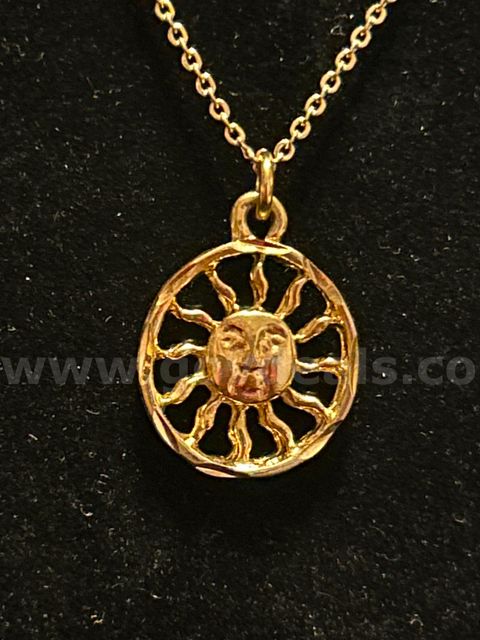 16”-18” Dainty Chain Necklace With Sun Pendant. 24K Real Gold Filled