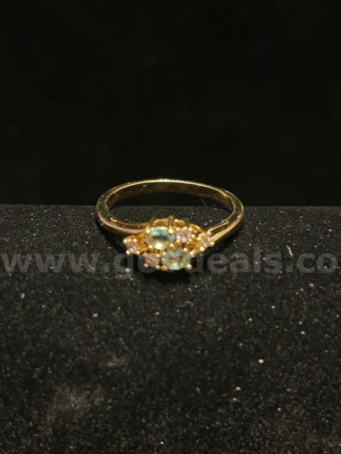 Size 9.5, Ladies, CZ, March Birthstone Ring. 24k Gold Filled.