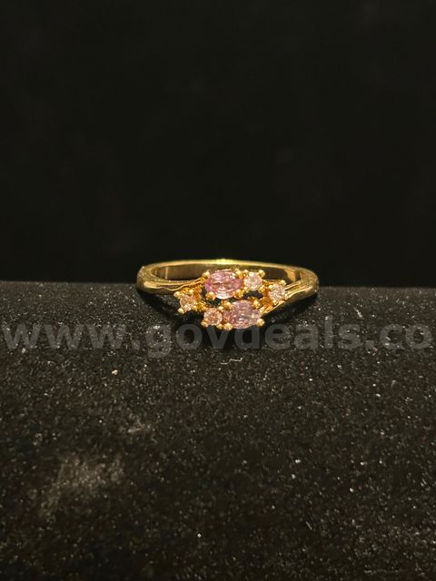 Size 5 3/4, Ladies, CZ, BS Opal Ring. 24k Real Gold Plated