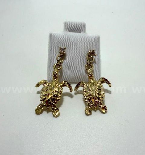 Beautiful, CZ, Diamond Cut Turtle Earrings, 24k Real Gold Filled