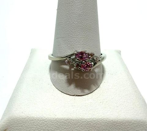 Stunning, Ladies, Rhodium Clad (Silver), Size 12, CZ Pink Birthstone Ring