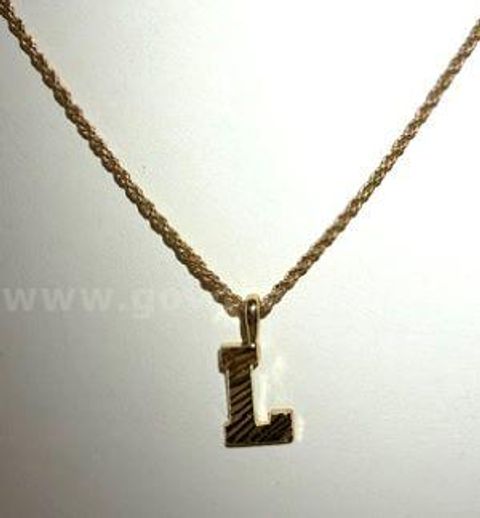 Beautiful, 24k Gold Filled, “L” Initial Pendant, on a 1MM, 18", Rope Chain Necklace