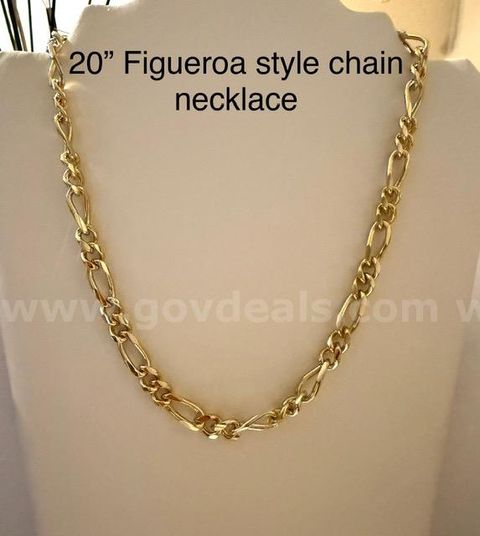 Gorgeous, 20 Inch, Italian Figaro Chain Necklace, 24k Real Gold Filled