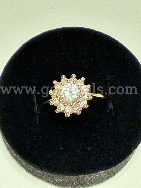 Size 6.5, Ladies Daisy CZ Ring 24k Real Gold Filled,
