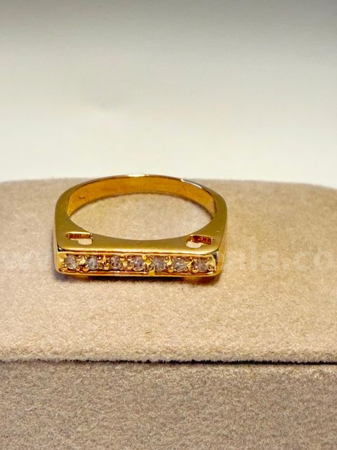 Size 8.5 Curved CZ Bar Ring , 24k Real Gold Filled