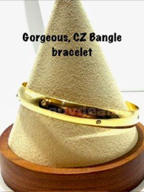 Gorgeous, Size Large, Real 24k Gold Filled, CZ, Bangle Bracelet