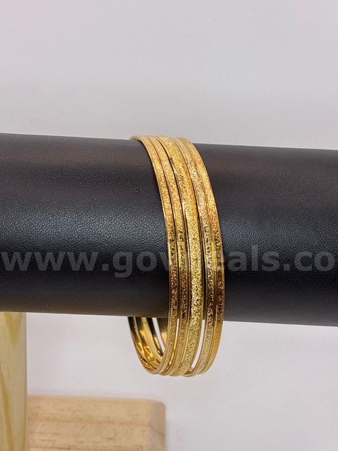 (5) 2 3/4 Diameter, Textured Finished Bangles, 24K Gold Filled.