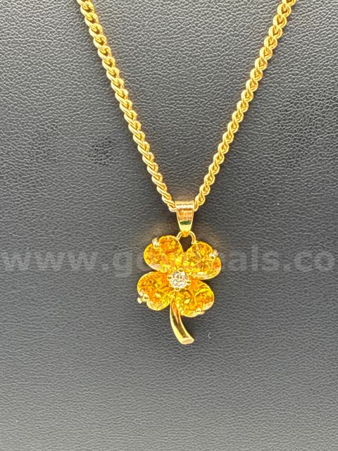 Beautiful, 18 Inch, Small Chain Necklace W/ November Birthstone Flower. 24K Gold Filled.