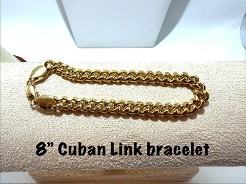 8 Inch, Men's, Real 24k Gold Filled, Cuban Link Bracelet