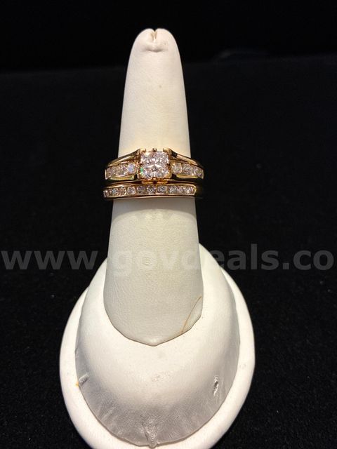 Elegant, Size 8.5, Ladies, CZ Bridal Ring Set,, 24k Real Gold Filled.