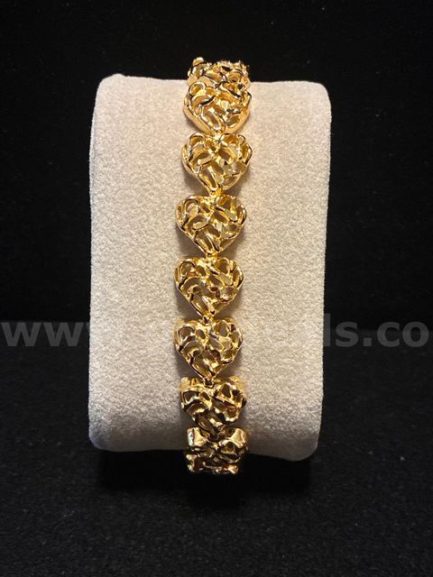 Beautiful, Ladies, 24k Gold Filled, 8” Openwork Heart Link Bracelet