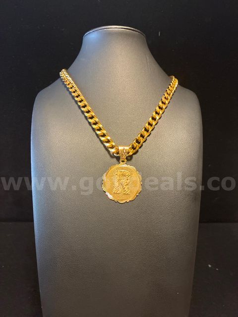 Gorgeous, 18” Classic Cuban Necklace W/ Initial Medallion -Letter R. 24K Real Gold Filled.