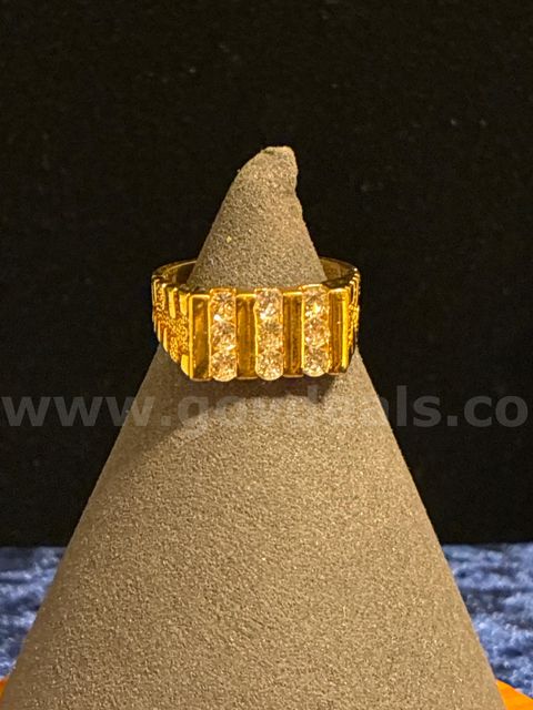 Gorgeous, 24k Real Gold Filled, Size 12, Men’s, Geometric Channel Style Diamond CZ Statement Ring.