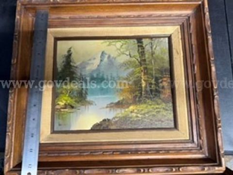 Alpine Mountain Lake Landscape (oil on canvas) / Authentic