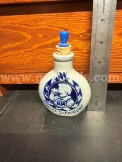 Poschi-Schmaizier German Stoneware Snuff Bottle/Blue & White Stone Glase Landshut