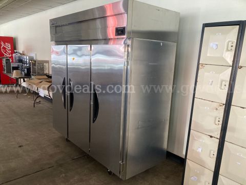 Victory Stainless Steel 3-door Refrigerator on wheels - LOCKED