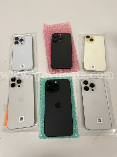 Lot of 6 Mixed iPhone 15 Pro Max, iPhone 15 Pro, iPhone 14 Pro, iPhone 15 - Fully Functional