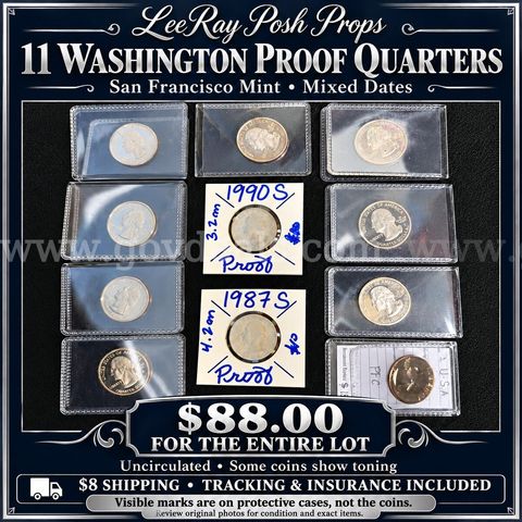 Lot Of 11 San Francisco Mint Washington Proof Quarters !!!