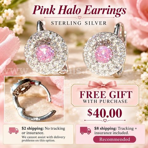 Pink Halo Earrings — Sterling Silver $2 Shipping option! — FREE gift with purchase!