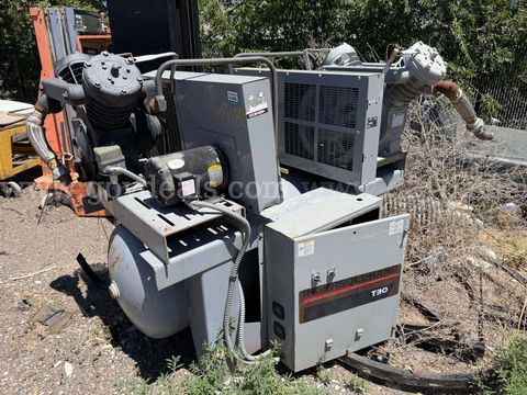 Air Compressor Skid, Ingersoll Rand T30, with 120 Gallon Tank and 2x 5HP Electric Motors