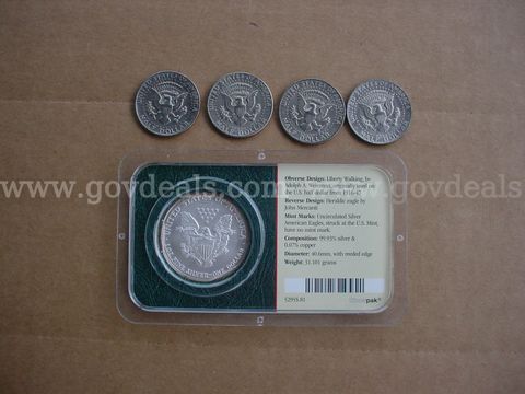2005 Silver American Eagle,Kennedy half dollars