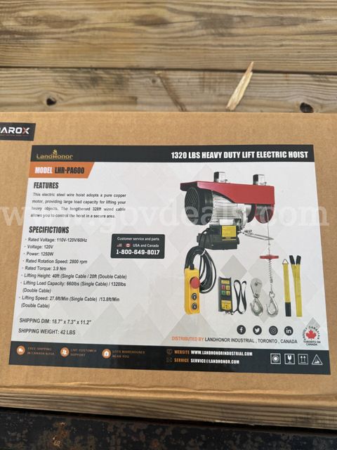 NEW LandHonor 1,320 lb Electric Hoist