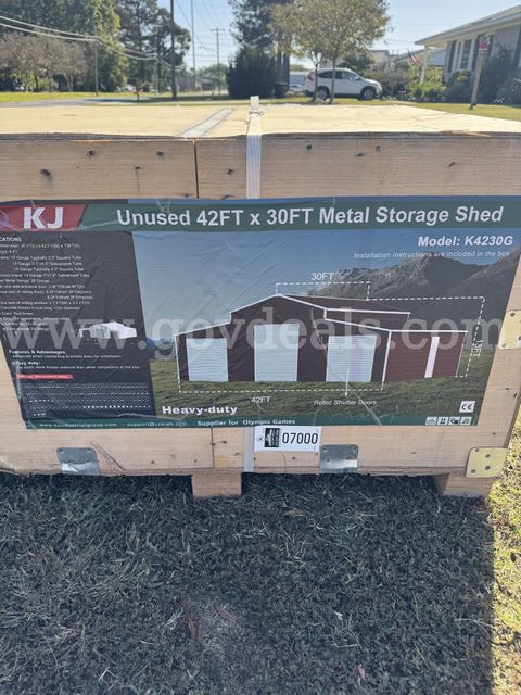 NEW 2026 KJ K4230G 42' x 30' Heavy-Duty Metal Storage Garage – 3 Roll-Up Doors – In Crates